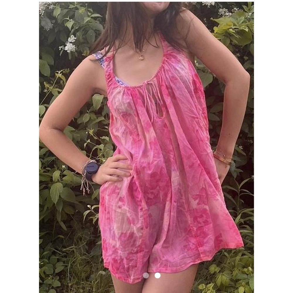Free People Intimately Dress Medium Sweet & Sour Mini Slip Floral Pink #HHH7-1